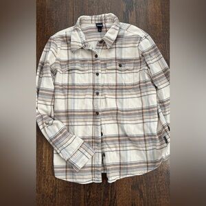 Patagonia Cream and Tan Flannel Shirt